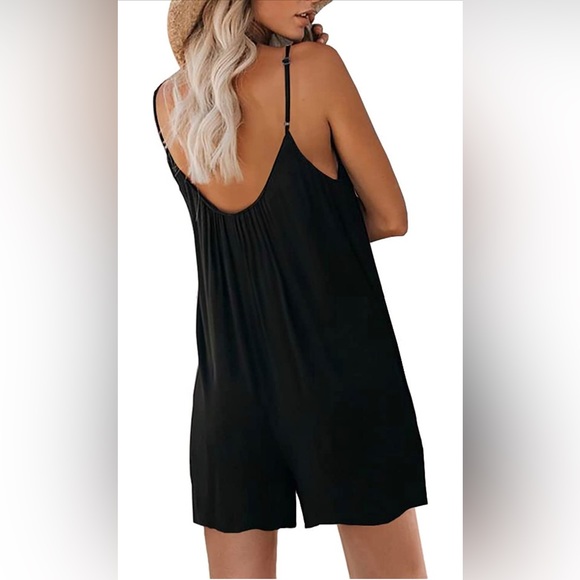 Summer Sleeveless Romper W/ pockets Strap Loose Adjustable Stretchy Shorts❤️ - Picture 5 of 8